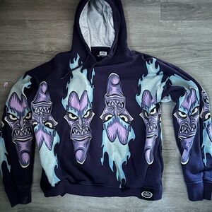 Disney Men's Hoodie - Hades Purple and Blue Flames